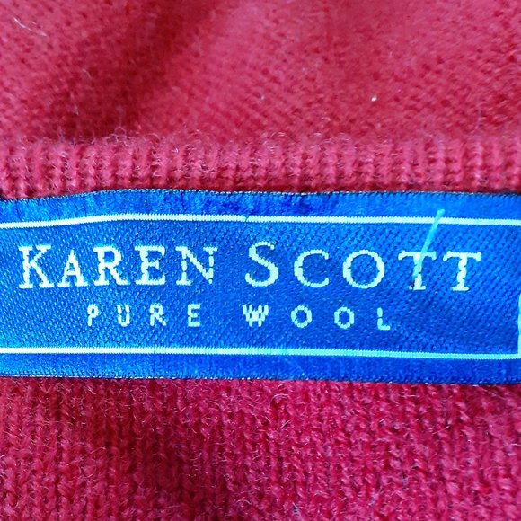Karen Scott 100 % Wool Cardigan Sweater Size L Red - Picture 4 of 4